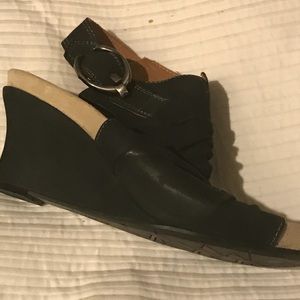 Wedges black suede with ankle bootie look